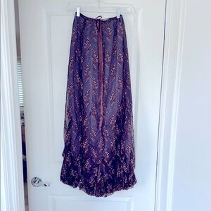 Sheer Floral Purple Lace Maxi Skirt Marrika Nakk